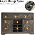 thumbnail image 5 of OKD 54"W Farmhouse Coffee Bar Cabinet Kitchen Wood Buffet Sideboard Furniture with Barn Door and Drawer Storage, Dark Rustic Oak, 5 of 9