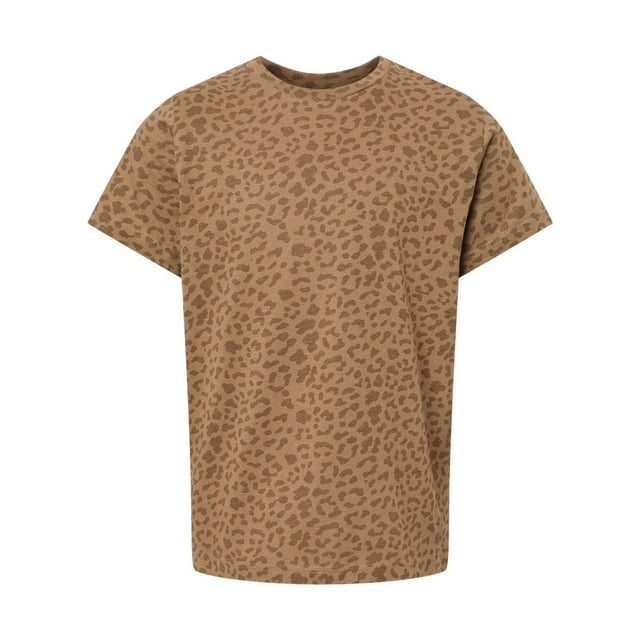 Youth Fine Jersey Tee, L, Brown Leopard