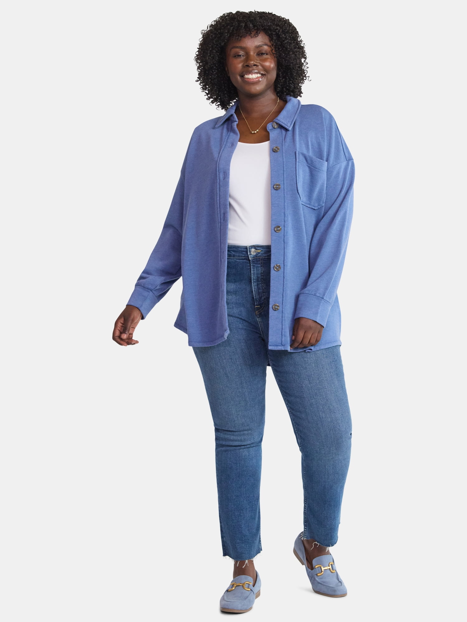 Terra & Sky Women's Plus Knit Shacket, Sizes 0X-5X