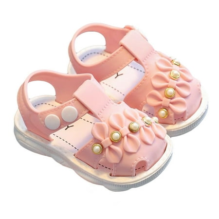 

Thaisu Toddler Girls Sandals Kid Bowknot Sandals Beach Flat Anti-Slip Rubber Sole Shoes