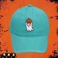 thumbnail image 2 of LEKODE Men Women Pumpkin Embroidered Washed Baseball Cap, Vintage Distressed Curved Brim Hat, Adjustable Holiday‑theme Sun Cap for Party Travel Daily Use Mint Green One Size, 2 of 3