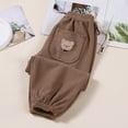 thumbnail image 2 of Babcutegg Toddler Girls SweatPants Straight Leg Side Pockets Full Length Girls Clothes Khaki, 2 of 4