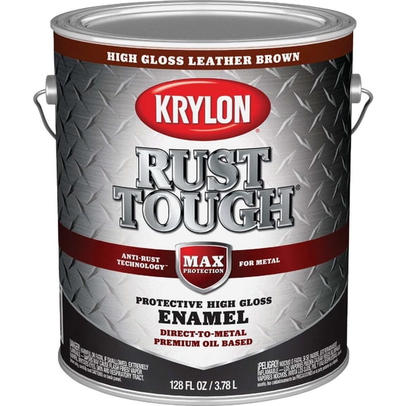 Krylon Rust Tough DTM Oil-Based Gloss Rust Control Enamel, Brown, 1 Gal.