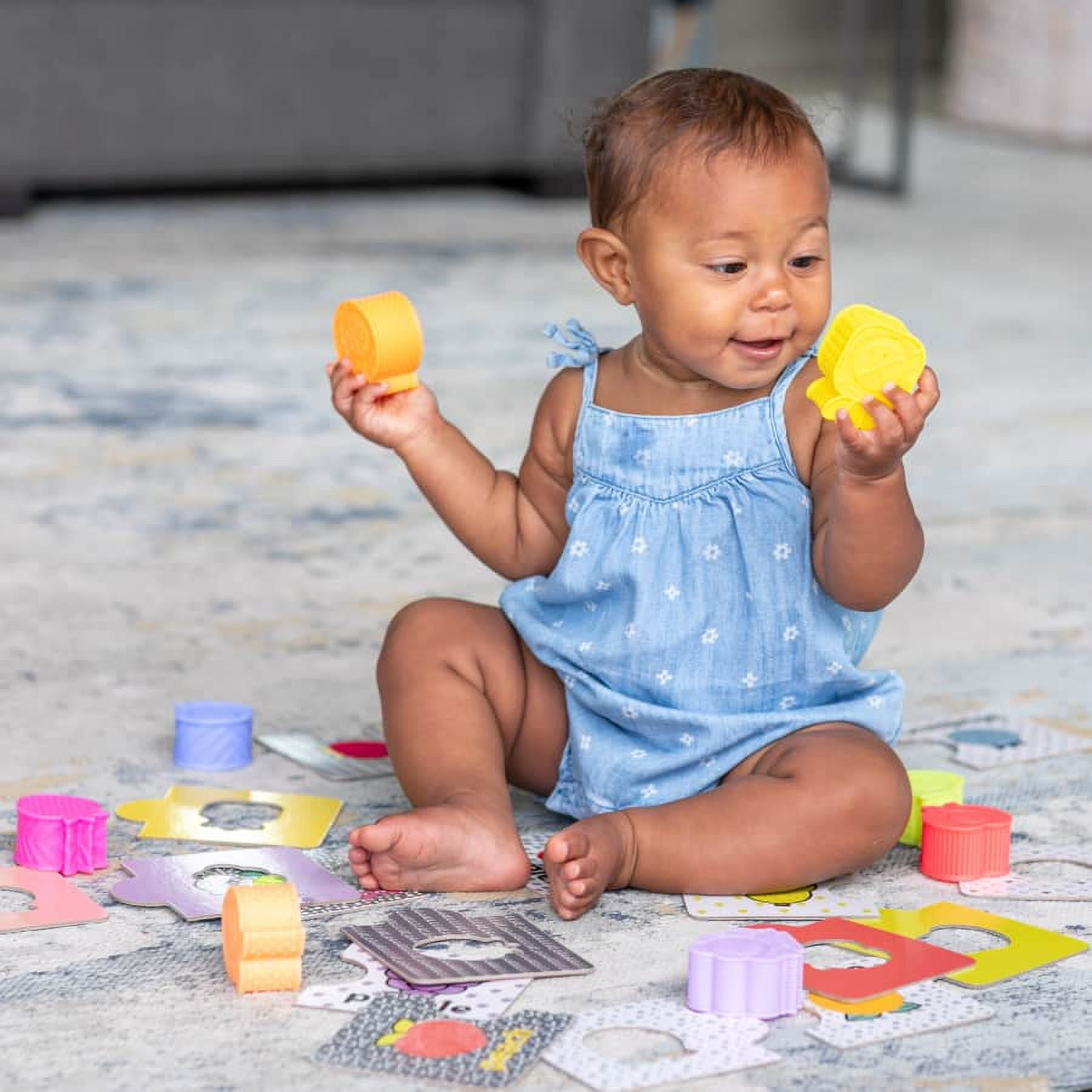 Infantino My 1st Sensory and Shapes Jigsaw Puzzle, 12+ Months, Multicolor Fruit-Themed, 24-Piece Set