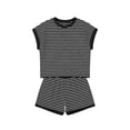 thumbnail image 4 of Byoo Girls' Striped Clothes Set Short Sleeve Tee Shorts Set 2 Piece Pocket Outfit, 4 of 4