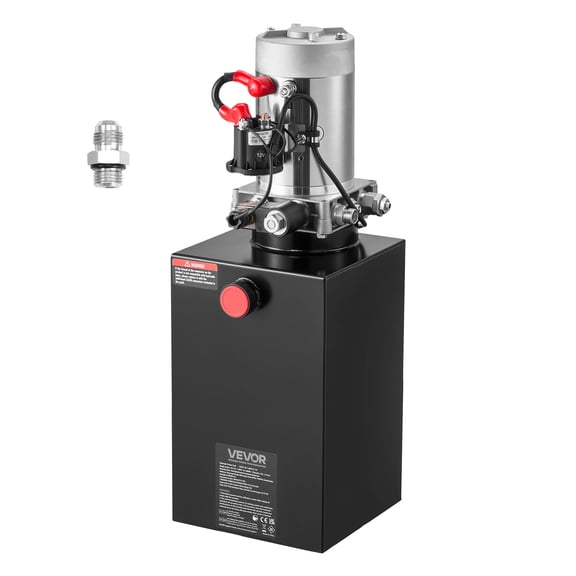 VEVOR 10 Quart Hydraulic Power Unit, Single Acting Dump Trailer Pump, 3200 PSI Max Relief Pressure & 0.91 GPM Flow Rate, DC 12V Hydraulic Pump with Metal Reservoir for Dump Trailer Car Lifting