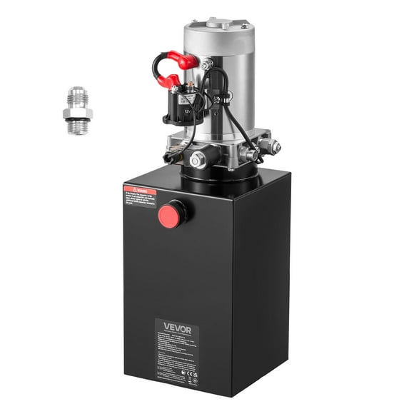 VEVOR 10 Quart Hydraulic Power Unit, Single Acting Dump Trailer Pump, 3200 PSI Max Relief Pressure & 0.91 GPM Flow Rate, DC 12V Hydraulic Pump with Metal Reservoir