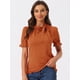 thumbnail image 2 of Top Elegante De BluDe ManCorDe OficiDe Las Camisas Del Cuello De PajariDe Las Mujeres Caramelo XL, 2 of 4