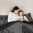 thumbnail image 4 of Castle Fairy Gothic Skull Letter A Queen Comforter Set 3pcs for Adults,Bohemian Damask Bedding Comforter Set,Black Reversible, 4 of 6