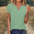thumbnail image 2 of Womens Summer Tops V Neck Tunic T Shirt Cap Sleeve Business Casual Spring Outfits Loose Beach Vacation Clothes Basic Tees, 2 of 6