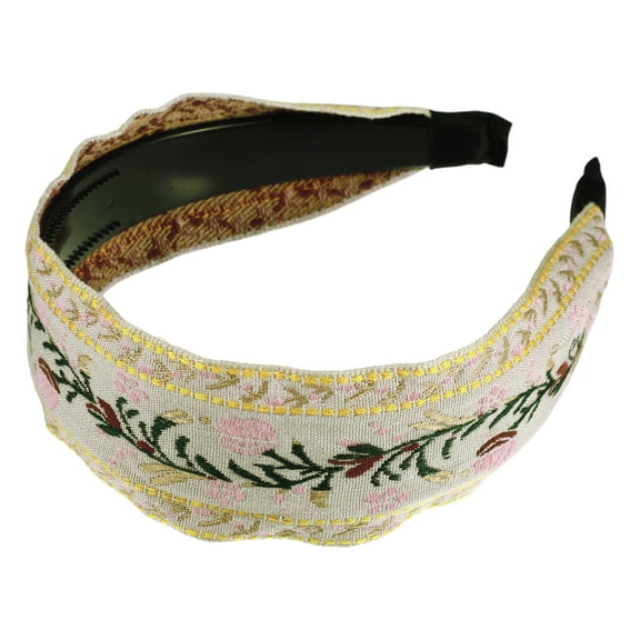 Unique Bargains 1 Pc Classic Embroidery Bohemia Headband for Women for Girls 1.97" Wide White