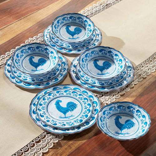 16 PC Rooster Dinnerware Dishes Set Everyday Country Plates Bowls Mugs Salad New