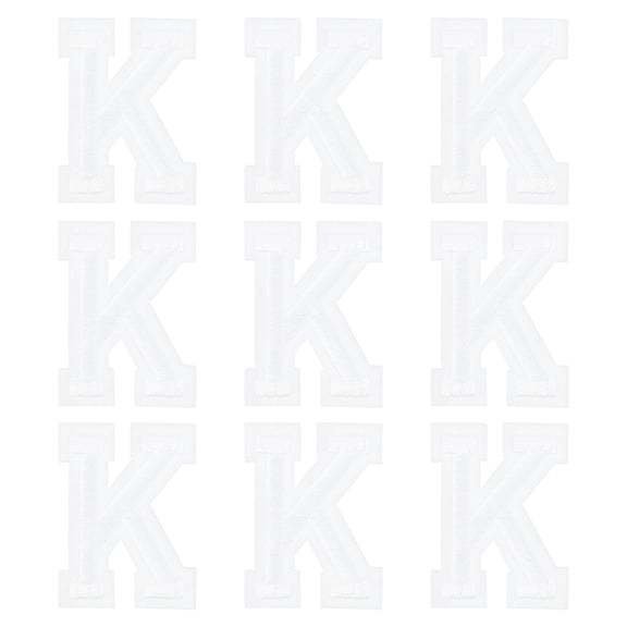 Uxcell Iron on Letter Patches 2" Alphabet K Iron on Embroidered Patch for Clothing Repair(White, Pack of 9)
