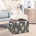 thumbnail image 3 of Yayeee Collapsible Cube Storage Bin with Lid Fabric Closet Decorative Basket with Handles, Peacock Feathers Pattern, 3 of 7