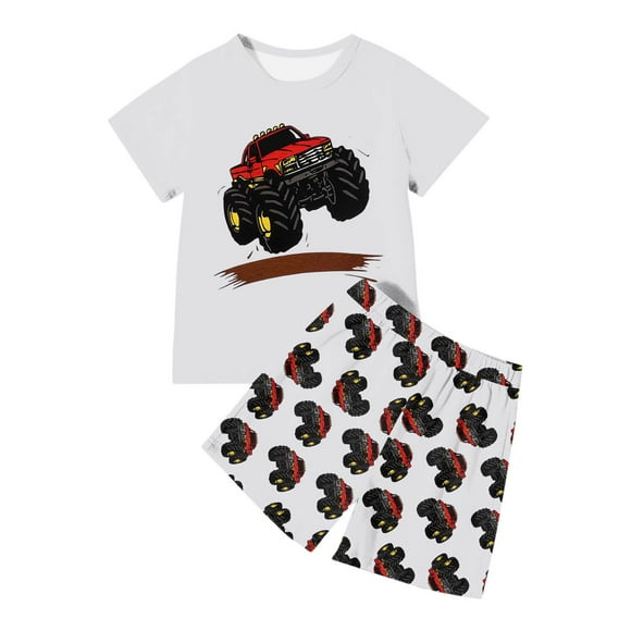 LUOGENLI Boys Dinosaur Print T Shirt and Shorts Outfits Set for Casual Wear and Sports Maxi Boysuit Sets Boys 2 Piece Outfits Vacation Light Gray 11-12 Years