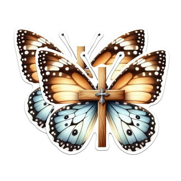 (2 Pack) Butterfly Cross Magnets - Christian Faith Jesus Magnet - 5" On Longest Side - Premium Magnet - for Cars, Refrigerators, Toolboxes, Lockers - Made in USA - MAG0433
