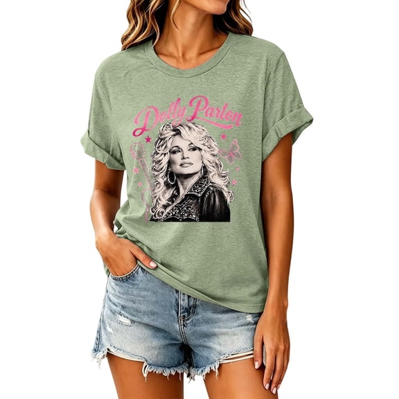 Women's Retro Dolly Shirt, Parton Memorial T-Shirt, Country Music Legend Graphic Tshirts, Crewneck Short Sleeve Vintage T-Shirts Tops,XXXL