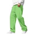 thumbnail image 3 of Dweltoz Mens Casual Sweatpants Baggy Wide Leg Pants Drawstring Elastic Waist Trousers Loose Fit Straight Pants with Pockets Open Bottom Trousers Classic Streetwear Pants,Green M, 3 of 5