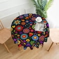thumbnail image 2 of Colorful Mexican Floral Tablecloth Round Table Cover Washable Polyester Table Cloth for Kitchen Party Picnic Dining Decor 60 Inch, 2 of 6