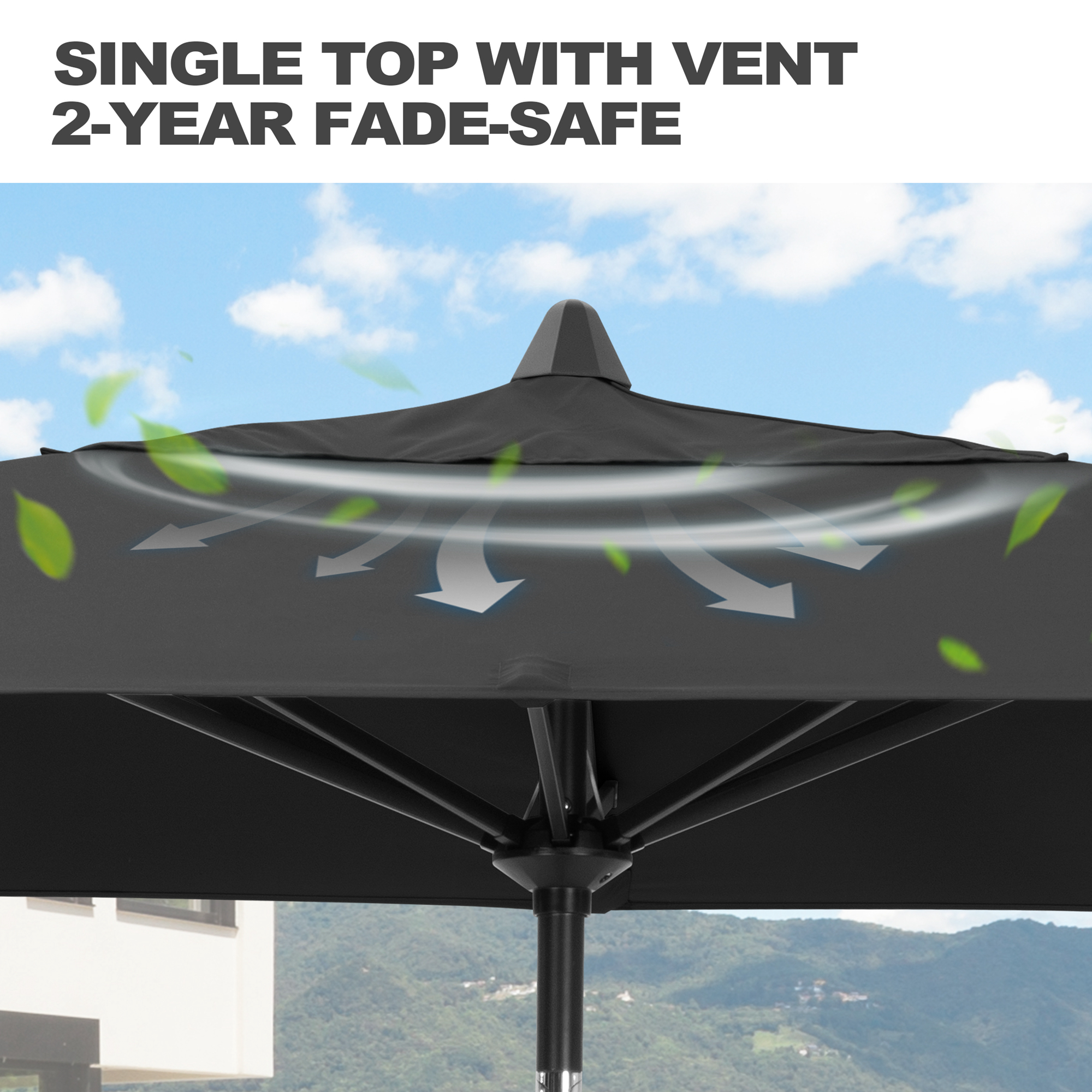 Pellebant 9 x 5 ft Patio Outdoor Umbrella Rectangular Double Top Market Umbrella