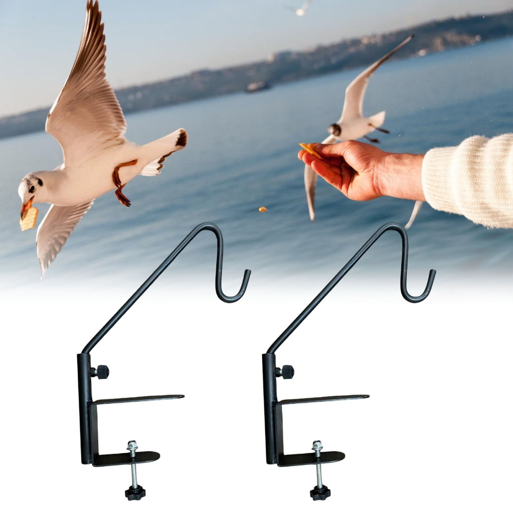 2 Piece Strong Deck Railing Hook Deck Mount Bird Feeders Hanger for Bird Feeders Pan & Outdoor Decorations