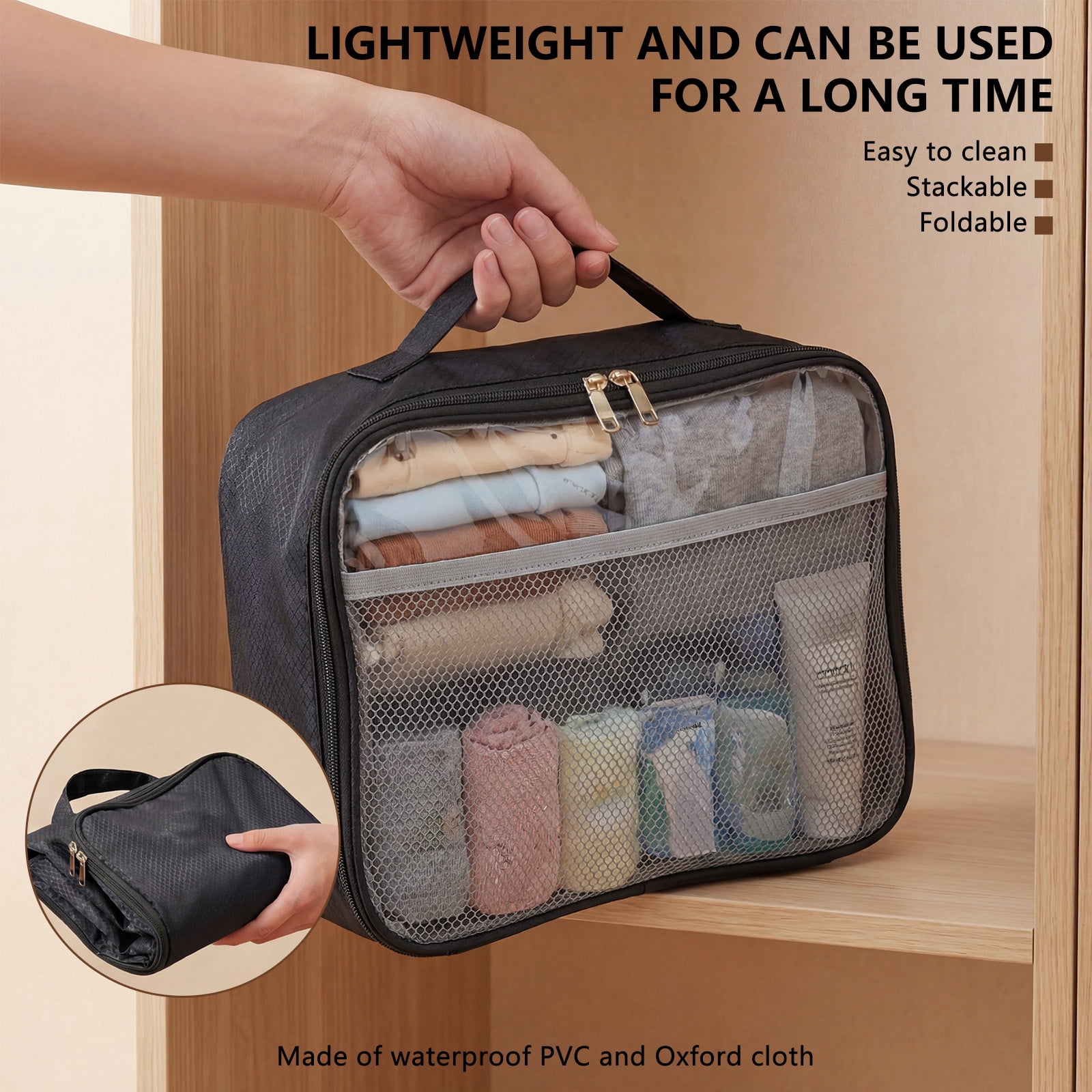 3 Packs PVC Toy Storage Organizer with Zipper Name Tag & Manual Pocket, Clear Durable Case for Blocks Clay Board Games Travel