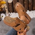 thumbnail image 4 of Gladiator Sandals for Women Summer Beach Vacation Walking Fisherman Slides Boho Hollow out Slip on Orthopedic Shoes Brown Size 9, 4 of 7