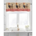 thumbnail image 2 of Farmhouse Chick Linen Curtain Valance for Bedroom/Bathroom/Kitchen/Office/Living/Dining Room Window,Brown Plaid Retro Animal Rooster Pocket Topper Drapes Decorative Cafe Drapery Panel 42"x12", 2 of 6