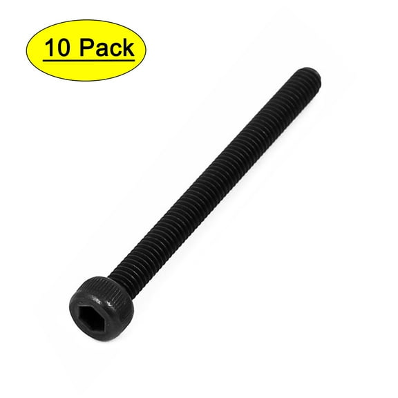 M4x45mm Fully Thread Hex Socket Head Knurled Cap Screw Bolt Black 10pcs
