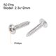 thumbnail image 2 of Tornillos autorroscantes de cabeza plana Uxcell 0.09'' x 0.47'' fijaciones de tornillos pernos de acero inoxidable 304 tono plateado 50 piezas, 2 of 3