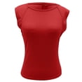 thumbnail image 6 of JFGHDG Women's Crewneck Cap Sleeve Sleeveless Ribbed Knit Slim Stretch Basic Summer Tank Tops Red S, 6 of 6