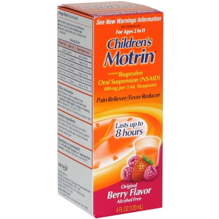 Motrin Children's Ibuprofen Oral Suspension, Original Berry 4 oz (Pack of 2)