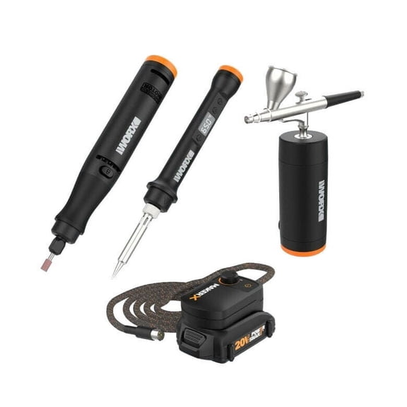 Restored Worx MakerX WX993L 3pc Crafting Tool Combo Kit - Rotary Tool   Wood and Metal Crafter   Air Brush (Refurbished)