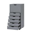 thumbnail image 3 of Naomi Home 6-Drawer Mobile Storage Dresser for Bedroom & Kids Room, Tall Rolling Organizer with Shelves, Grey, 3 of 9