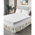 thumbnail image 4 of Spring Floral Wrap Around Bed Skirts for King Bed 18" Drop, Bed Skirt with Adjustable Elastic Belt Dust Ruffle Bed Valance for Bedroom Hotel Luxury Eucalyptus Leaf Summer Botanical Bed Frame Cover, 4 of 7