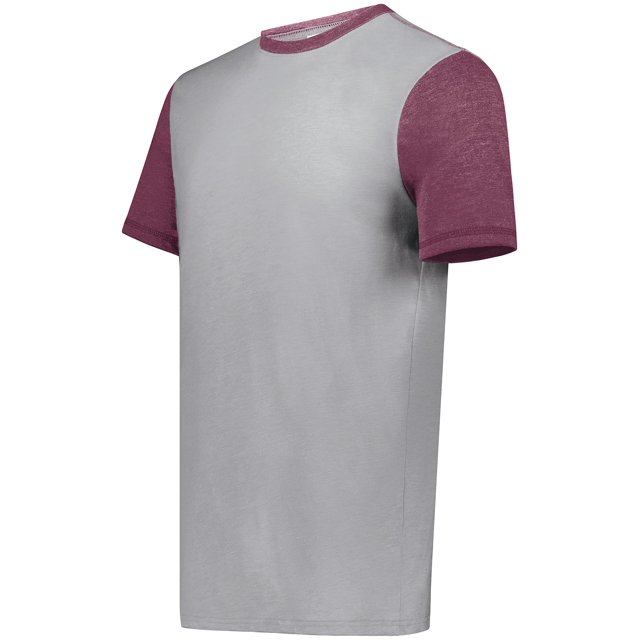 Augusta Sportswear Men's Gameday Vintage Ringer Tee, Grey Heather/Maroon Heather, 3X-Large