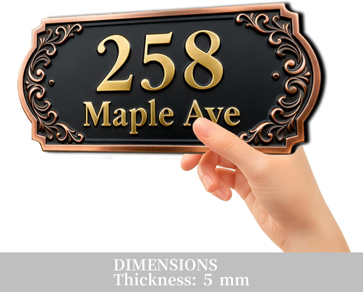 Personalized Cast Metal Address Plaque Vintage Custom House Number Sign Outside Street Mailbox Address Classic Wall Antique Brass Signs Durable Weather Resistant