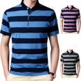 thumbnail image 4 of Polo de algodón a rayas para hombre, camiseta informal de alta elasticidad para interior y exterior-xinhan, 4 of 5