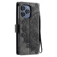 thumbnail image 4 of Flip Case for iPhone 16 Pro Max , Totem Embossed Flowers Premium PU Leather Wallet Folio Cover with Card Holder Kickstand Compatible with iPhone 16 Pro Max - Gray, 4 of 14