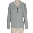 thumbnail image 2 of Uootdi Plus Size Long Sleeve Henley Shirts for Women V Neck Gift Button Down Ribbed Knit Tunic Tops Fall Winter Pullover Top, 2 of 5