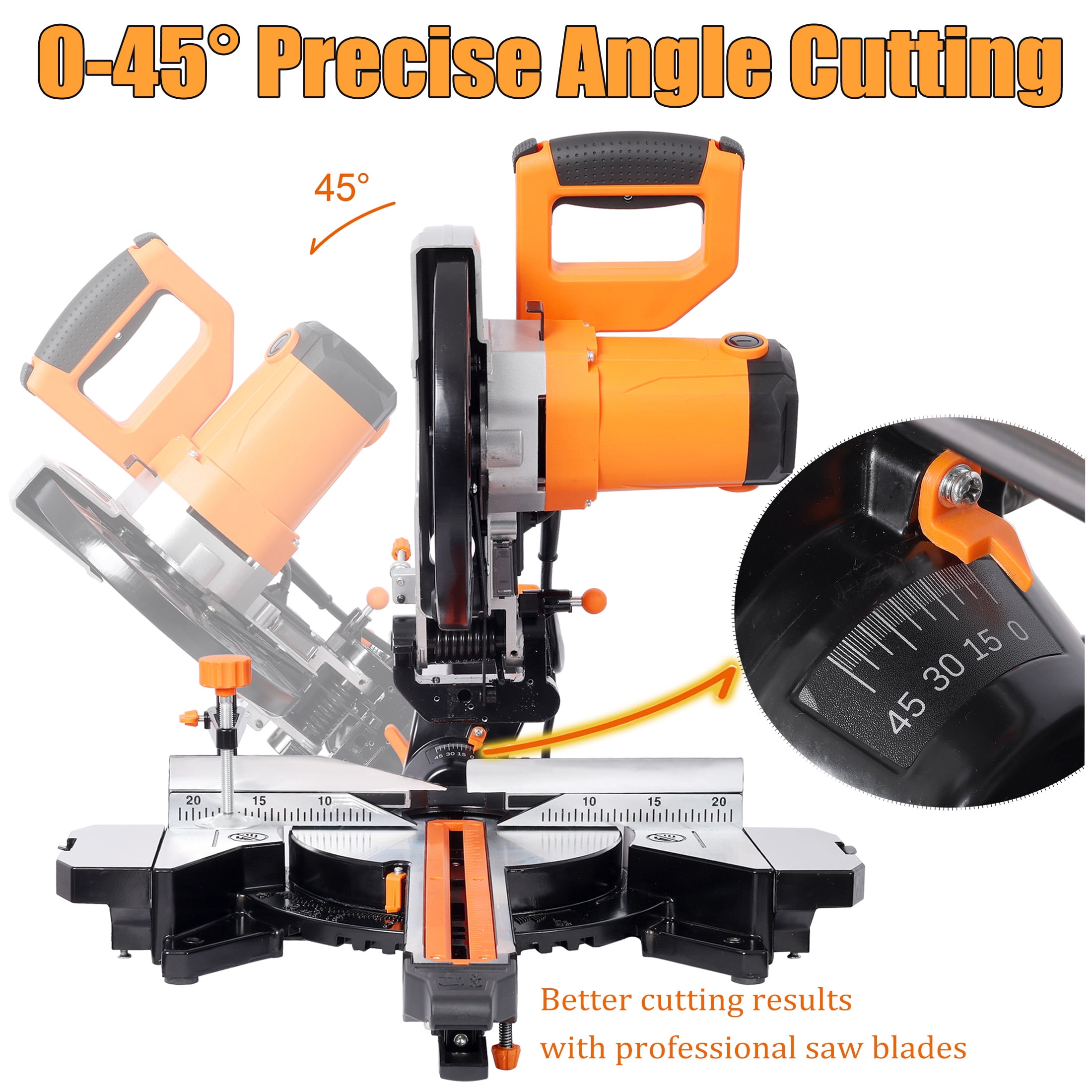 10-Inch Miter Saw, Sliding Compound Miter Saw, 2-Speed 5000/3200 Rpm, Single Bevel 0-45 ° , 48t Blade Evolution Table Saw, Wood Working Tools And Equipment, Cutting Wood Pvc Or Soft Metal