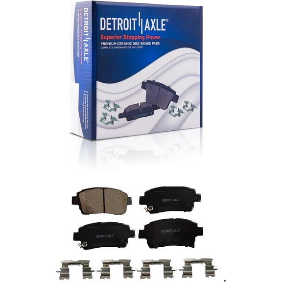 Detroit Axle - Front Ceramic Brake Pads w/Hardware Replacement for Toyota Prius Celica Echo MR2 Spyder Scion xB xA iQ - 2pc Set