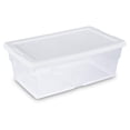 thumbnail image 1 of Sterilite 6 Quart Clear Stacking Closet Storage Tote Container with White Lid, 1 of 9
