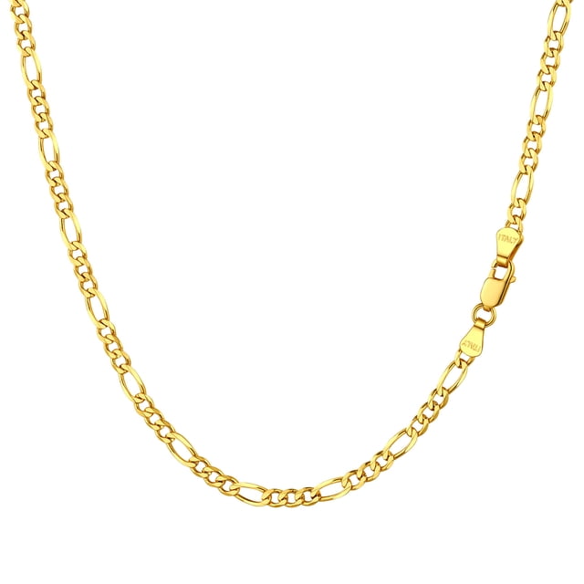 Collar de cadena de 3 mm PROSTEEL de plata de Ley 925 chapado en Oro 20 pulgadas