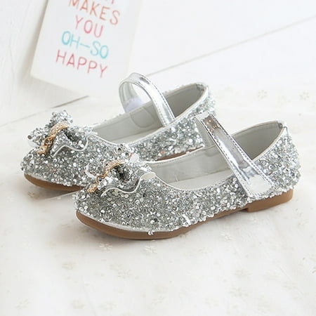 

〖Roliyen〗Toddler Shoes Toddler Sandals Bow Shoes Crystal Kids Girls Princess Non-Slip Shoes Fashion Baby Shoes