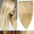 thumbnail image 3 of Benehair Clip-In Hair Extensions One Piece Human Hair Extensions 100% Remy Hair Weft 3/4 Full Head Straight Hair Blonde Invisible Seamless Weft, 3 of 13