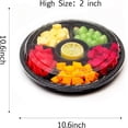 thumbnail image 3 of 10 Pcs Round Plastic Appetizer Tray with Lid Divided Serving Tray  Disposable Food Storage Containers   Fruit Platter Vegetable Trays for Party and Buffet，Kids Snack  Black, 3 of 9