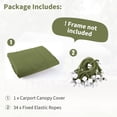 thumbnail image 3 of Pakunoda 12' X 20' Carport Canopy Replacement Cover, Portable Car Garage Shelter Party Top Tent with 34PC Ball Bungees, Light Green (Only Cover, Frame Not Included), 3 of 8