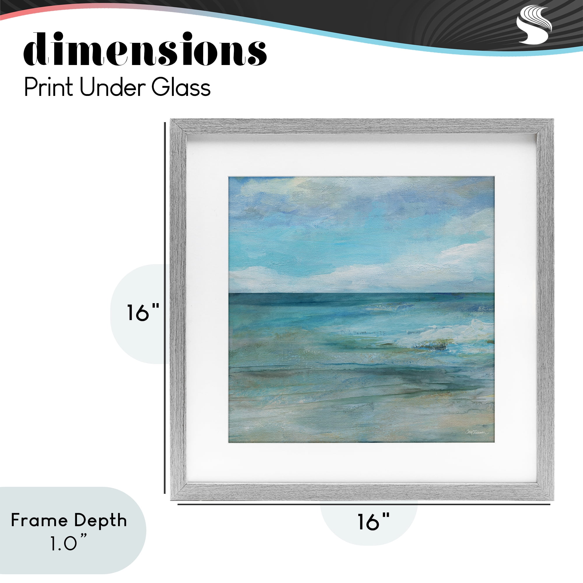 Stupell Industries Aqua Ocean Horizon Abstract Gray Framed Print Under Glass, design by Carol Robinson