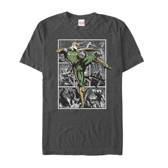 Men's Marvel Iron Fist Rain Battle  Graphic Tee Charcoal X Large